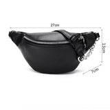 Leather Waist Fanny Pack Chest Bag Metal Chain for Women
