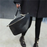 Leather Waist Fanny Pack Chest Bag Metal Chain for Women
