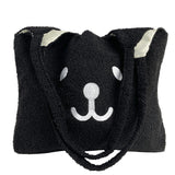 Cartoon Plush Shoulder Bag - Embroidery Bear Large Capacity Satchel Tote