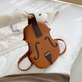 Women Violin Shape PU Leather Backpack Purse Handbag