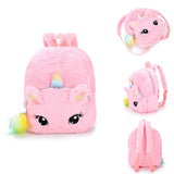 Plush Unicorn Backpack for Kids Double Shoulder Bag for Kindergarten