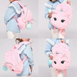 Plush Unicorn Backpack for Kids Double Shoulder Bag for Kindergarten