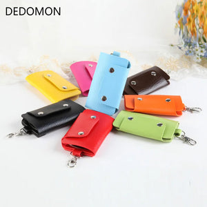 Portable Leather Key Holder Bag Unisex Wallet Cover Solid Storage Bag