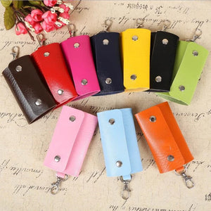 PC Portable Leather Keychain Holder Car Key Bag Unisex Wallet Cover Storage
