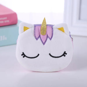 Plush Unicorn Coin Purse Mini Zipper Card Key Case