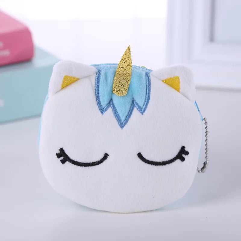 Plush Unicorn Coin Purse Mini Zipper Card Key Case