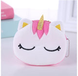 Soft Plush Unicorn Women's Coin Purse Mini Zipper Card Bag Key Holder Girl