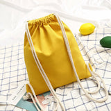 Canvas School Bag Double Shoulder Drawstring Backpack for Women Men