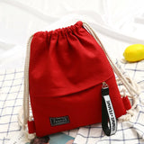 Canvas School Bag Double Shoulder Drawstring Backpack for Women Men