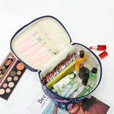 Canvas Leaf Print Cosmetic Bag for Women Makeup Storage Travel Beauty Organizer