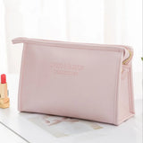 Large Women Cosmetic Bag PU Leather Waterproof Zipper Make Up Bag Travel
