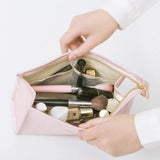 Large Women Cosmetic Bag PU Leather Waterproof Zipper Make Up Bag Travel