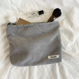 Soft Corduroy Makeup Bag Large Solid Cosmetic Bag Travel Makeup Storage