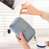 Velvet Makeup Bag Travel Cosmetic Pouch Zipper Large Solid Female Necessaries