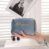 Velvet Makeup Bag Travel Cosmetic Pouch Zipper Large Solid Female Necessaries