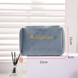 Velvet Makeup Bag Travel Cosmetic Pouch Zipper Large Solid Female Necessaries