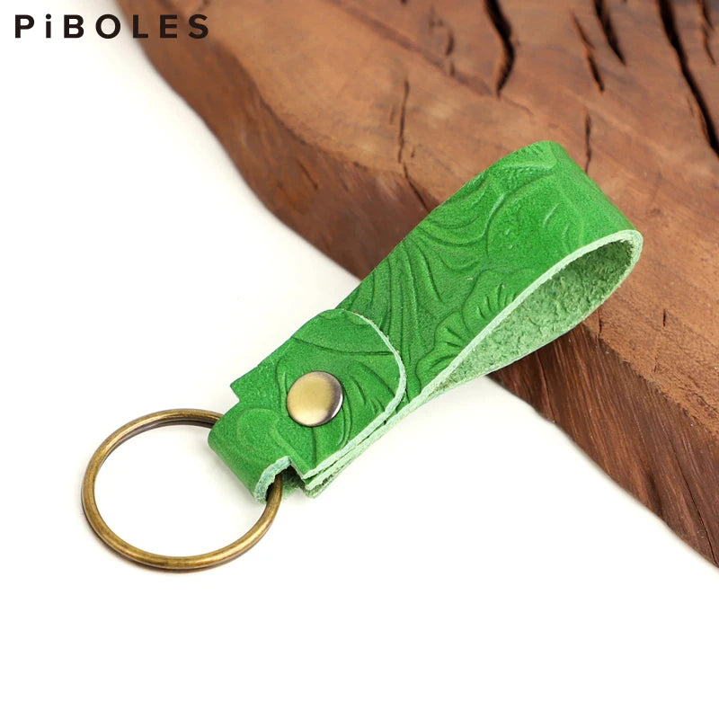 Cowskin Key Wallet Leather Keychain Smart Key Holder Portable Keyring
