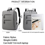 Men Laptop Backpack with USB Interface Waterproof School Bag