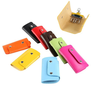 Portable Leather Keychain Holder Car Key Bag Unisex Wallet Cover Storage