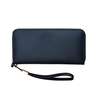 Women Long Wallet Zip Around PU Leather Purse Lanyard Wallet