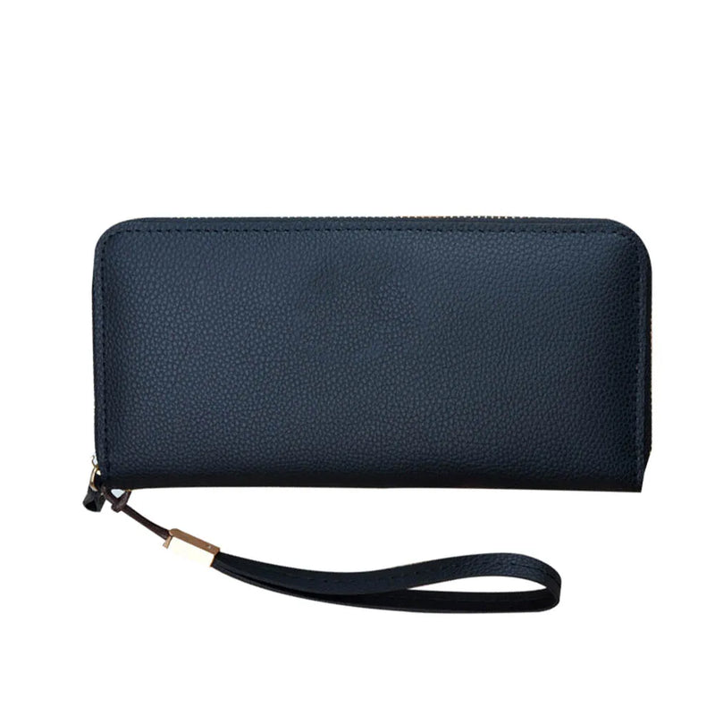 Women Long Wallet Zip Around PU Leather Purse Lanyard Wallet