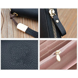 Women Long Wallet Zip Around PU Leather Purse Lanyard Wallet