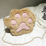 Women Crossbody Bag Plush Cat Paw for Mobile Phone