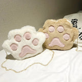 Women Student Shoulder Crossbody Bag Plush Cat Paw Anti-wear Mobile Phone