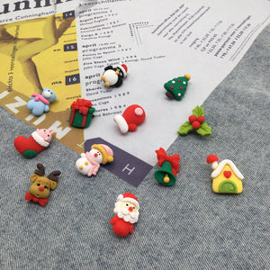 Christmas Cartoon Plastic Pin Brooches - Snowman Santa Claus
