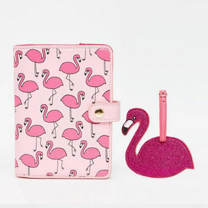 Pink Red Flamingo Bird Passport Holder Travel Accessories Gift
