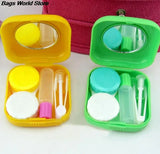 Square Lens Case Container Mini Mirror Travel Kit Easy Carry Box