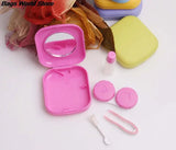 Square Lens Case Container Mini Mirror Travel Kit Easy Carry Box