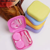 Square Lens Case Container Mini Mirror Travel Kit Easy Carry Box