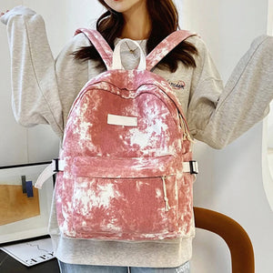 Tie-dye Canvas Women Backpack High Schoolbag Teenage Girls Travel Bag