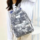 Tie-dye Canvas Women Backpack High Schoolbag Teenage Girls Travel Bag
