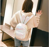 Sequin Faux Fur Rabbit Ears Backpack Girls Glitter PU Leather Shoulder Bag