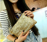 Sequined Envelope Bag Clutch Purse Party Handbag