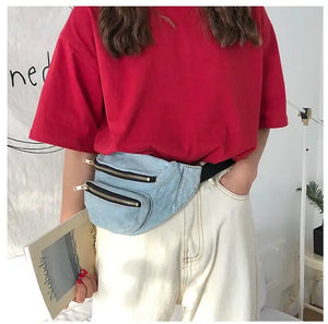 Retro Denim Belt Waist Pack Chest Bag Shoulder Messenger bag