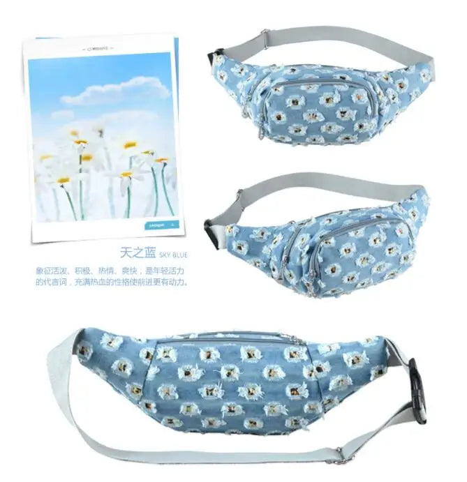 Lace Denim Waist Pack Female Fanny Pack Lady's Belt Women Travel Messenger Chest