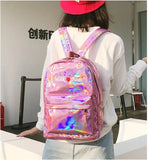 Hologram Backpack Laser Silver Daypack School Bag Mochila Feminino