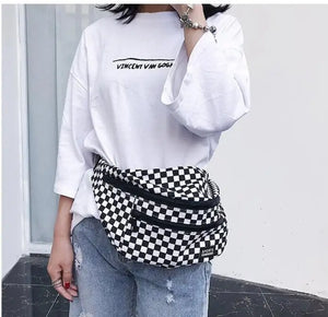 Plaid Waist Bag Unisex Leg Bag Fanny Pack Shoulder Belt Cellphone Bag