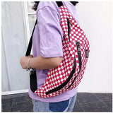 Plaid Waist Bag Unisex Leg Bag Fanny Pack Shoulder Belt Cellphone Bag