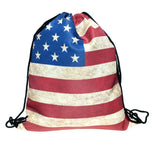 Retro 3D Flag Printing Drawstring Bag American Flag Backpack