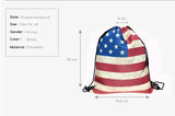 Retro 3D Flag Printing Drawstring Bag American Flag Backpack