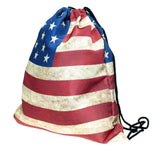 Retro 3D Flag Printing Drawstring Bag American Flag Backpack