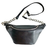 10 Inch Chest Bag Women's Waist Bag Pu Messenger Bag Black Single Shoulder Ch