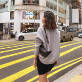 10 Inch Chest Bag Women's Waist Bag Pu Messenger Bag Black Single Shoulder Ch