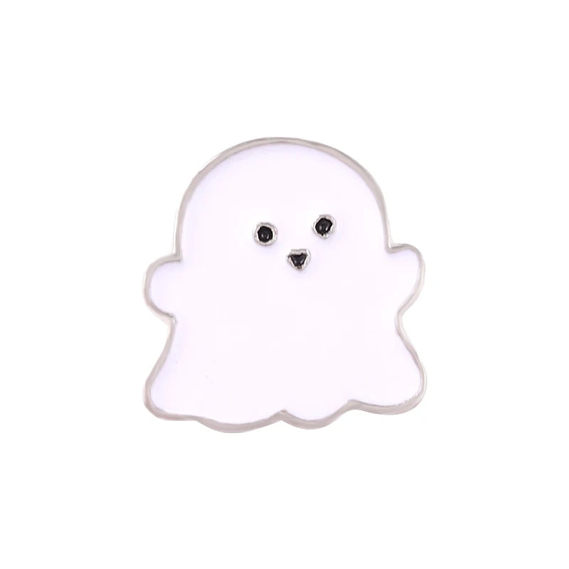 10 PCS Ghost Enamel Pins Happy Boo Brooches Goth Gothic Metal Badges