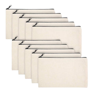 10 Pcs DIY Canvas Pen Case Blank Makeup Bag - Travel Bag