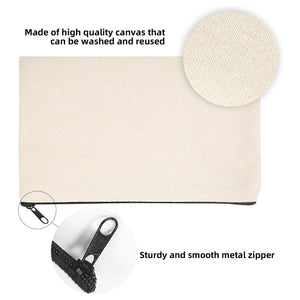 10 Pcs DIY Canvas Pen Case Blank Makeup Bag - Travel Bag